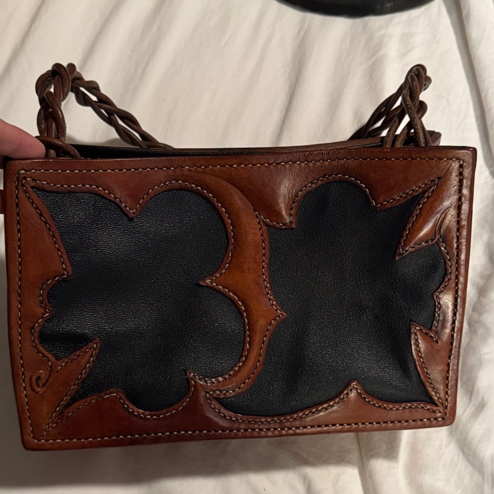 Brown and Black 100% Leather Women's Bag